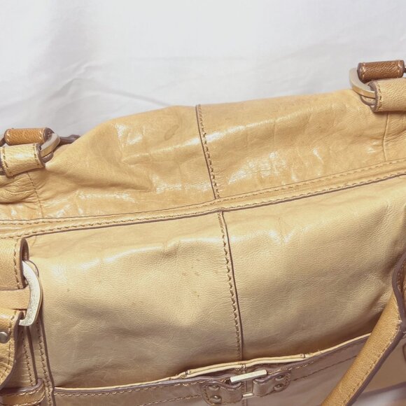 Sigrid Olsen Tan Leather shoulder/Tote/Purse-Large-Inside Pink/Green-Ph. Pocket - Picture 16 of 16